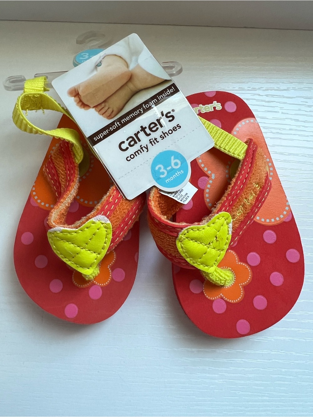 Carter's | Comfy Fit Shoes Pink Neon Yellow Floral Polka Dot Sandals NWT Sz 2M